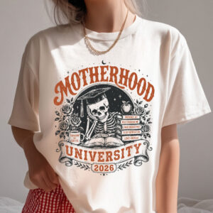 Motherhood University 2026 PNG Digital Download, Funny Mom Design, Retro Skeleton Shirt Graphic