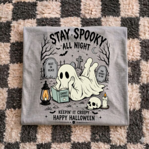 Spooky Ghost Reading Ghost Stories Halloween PNG, Creepy Graphic Tee Design
