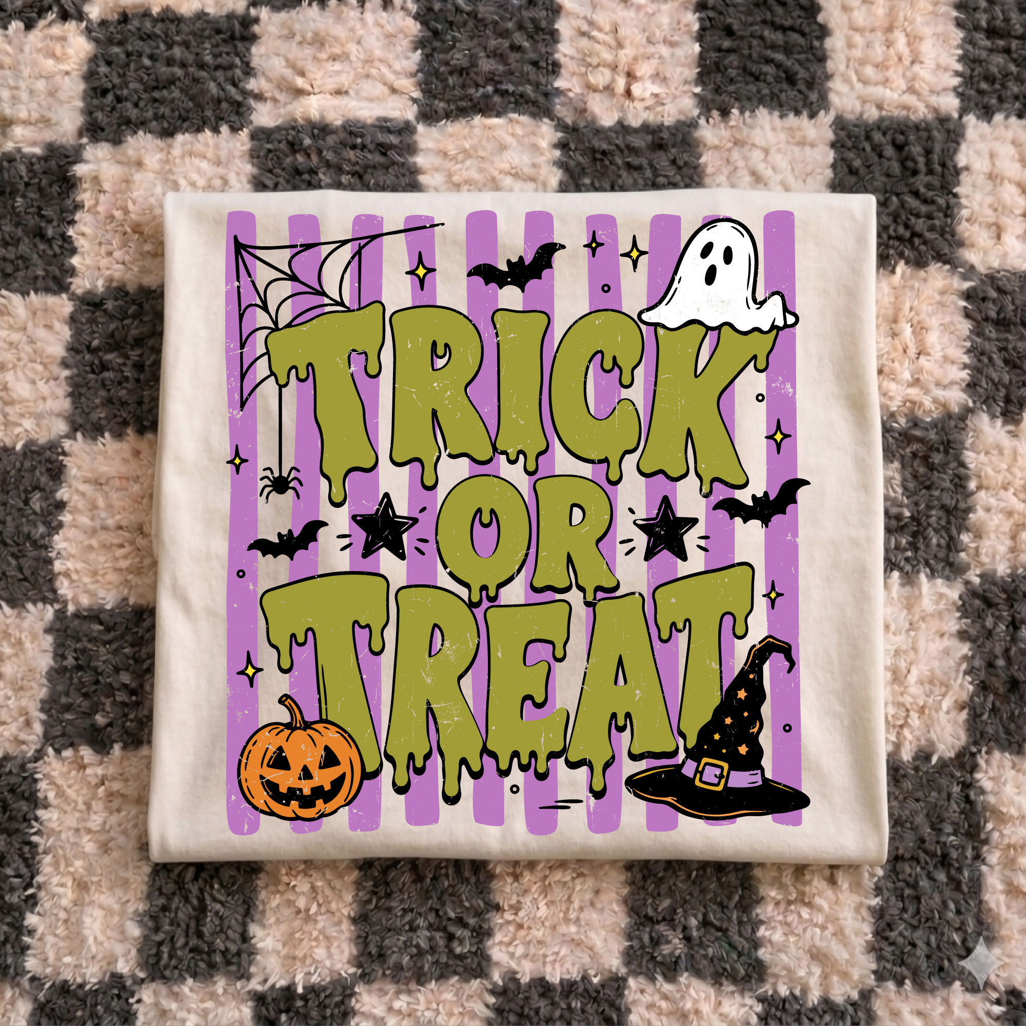 Trick or Treat PNG Digital Download, Cute Halloween Design, Retro Slime Shirt Graphic - Görsel 2